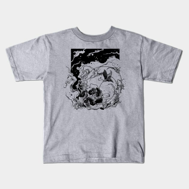 Skull and colibri Kids T-Shirt by rottenfantom